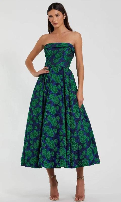 Off-White Gown Mac Duggal 27594 - Straight-Across Neck Floral Cocktail Dress