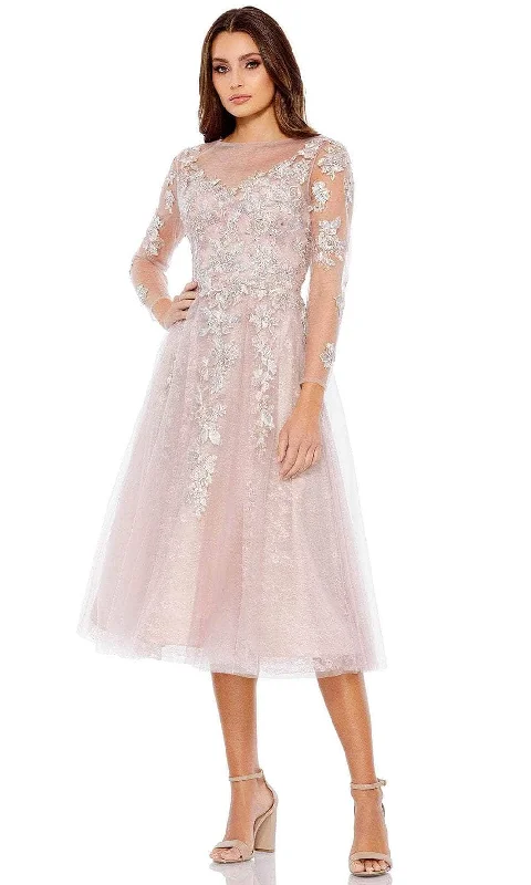Side Slit Gown Mac Duggal 30681 - Bateau Floral Embroidery Cocktail Dress