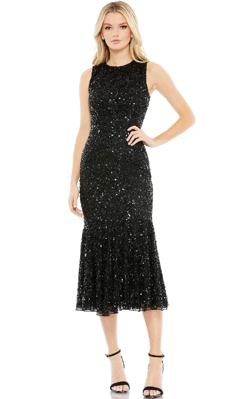 Halter Gown Mac Duggal 5597 - Sequined Sleeveless Fit and Flare Gown