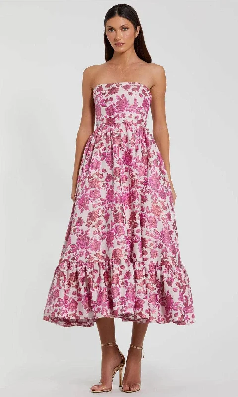 Floral Embroidery Dress Mac Duggal 56092 - Floral Straight-Across Neck Cocktail Dress