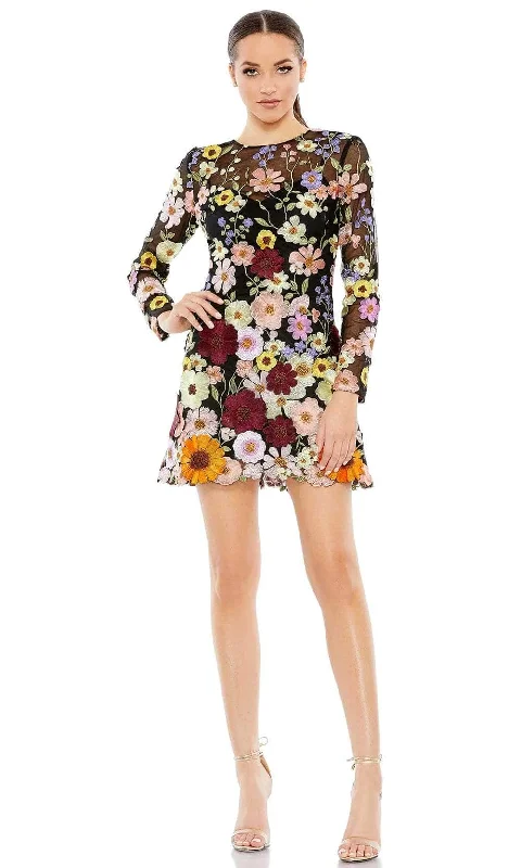 Polished Formal Dress Mac Duggal 68202 - Sheer Floral Embroidered Short Dress