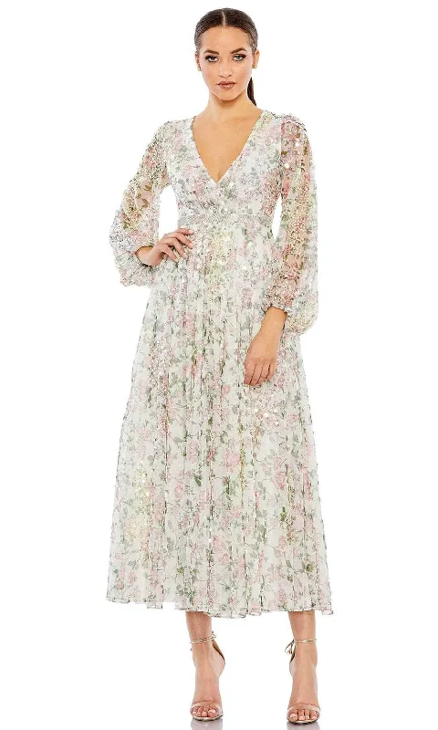 Sophisticated Gown Mac Duggal 93788 - Floral Print Beaded Formal Dress