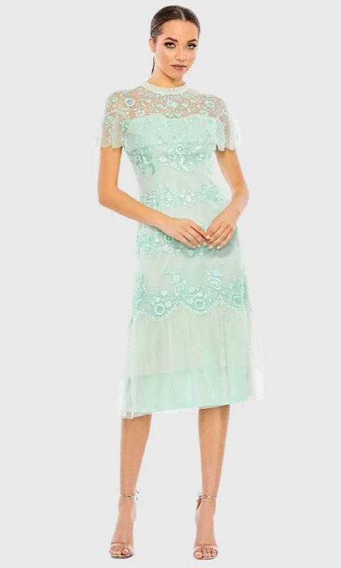 Whimsical Evening Gown Mac Duggal A35147 - Illusion Short Sleeve Embroidered Evening Dress