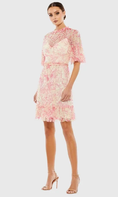 Statement Sleeve Dress Mac Duggal A9148 - Sequin Embellished Cocktail Dress