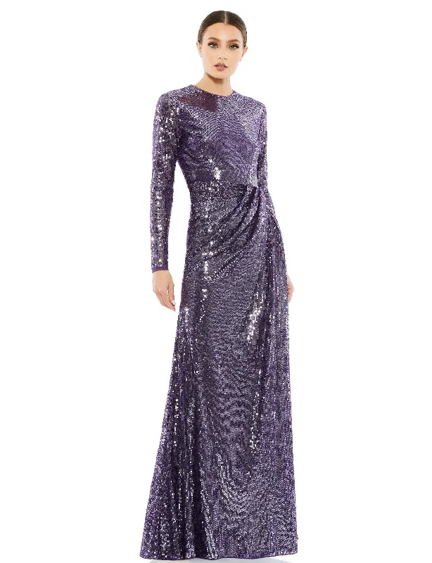 Maxi Formal Dress Mac Duggal 10824 Formal Long Sleeve Sequins Dress