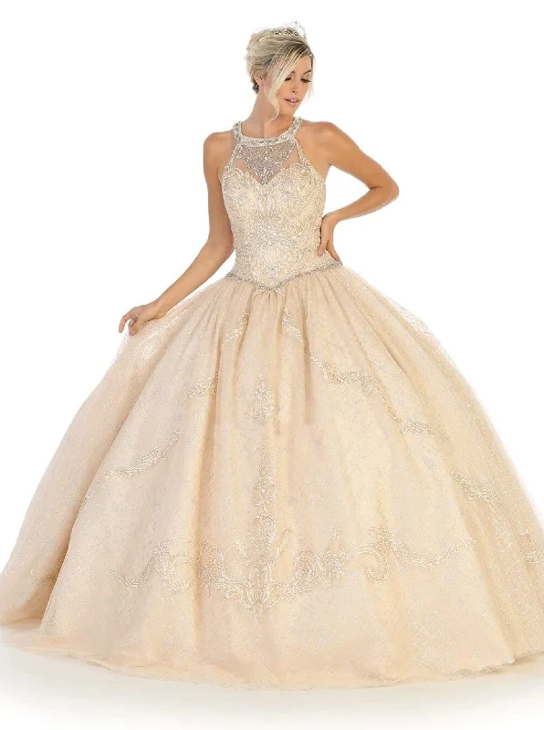 Luxury Dress May Queen - LK128 Embellished Halter Basque Quinceanera