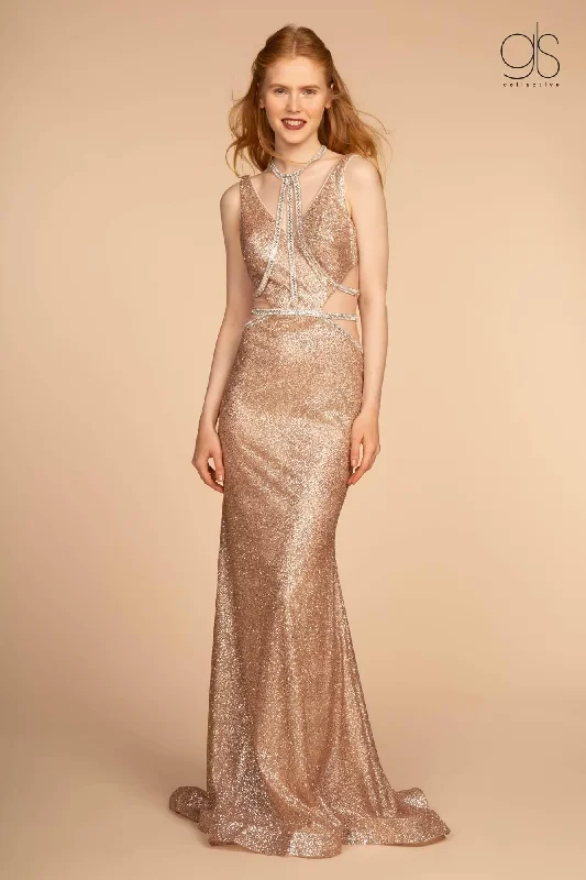 Sheer Panel Dress Prom Long Open Back Cut Out Evening Gown