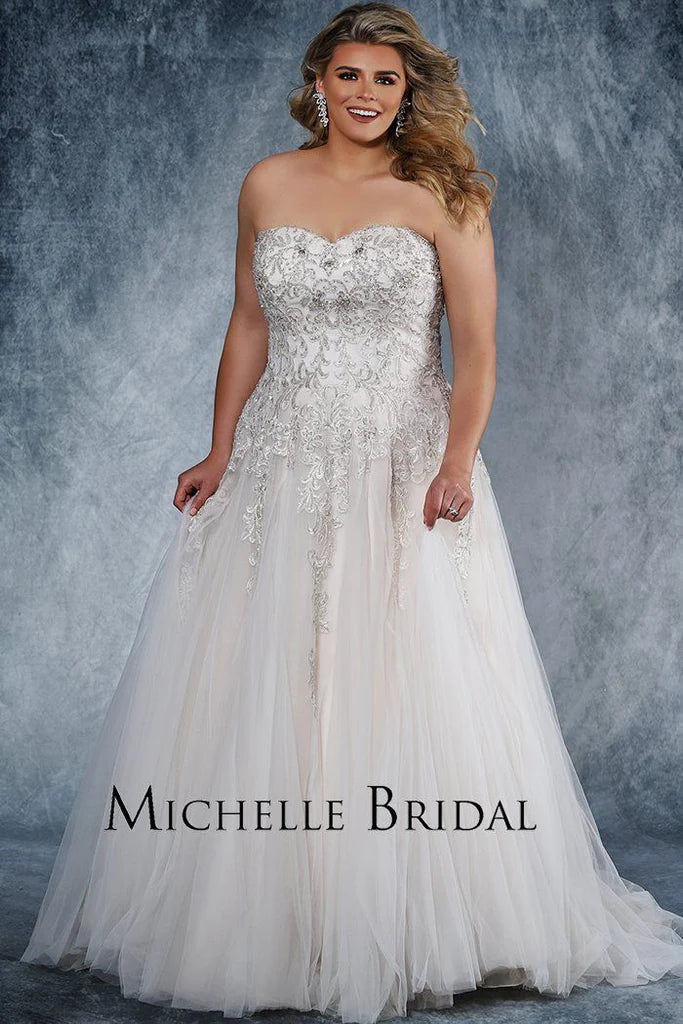 Embellished Dress Michelle Bridal For Sydney's Closet MB1819 A-Line Sweetheart Neckline Strapless Lace Up Back Heavily Beaded Bodice Plus Size "Vanessa" Bridal Gown Embellished Dress Michelle Bridal For Sydney's Closet MB1819 A-Line Sweetheart Neckline Strapless Lace Up Back Heavily Beaded Bodice Plus Size "Vanessa" Bridal Gown