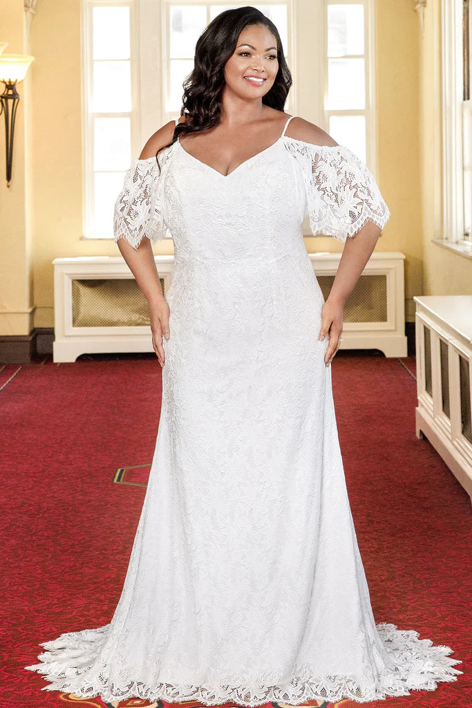 Velvet Dress Michelle Bridal For Sydney's Closet MB2306 Slim Sheath Boho Lace With Eyelash Trim Bridal Tulle V-Neck Plus Size "Kahlo" Bridal Gown Velvet Dress Michelle Bridal For Sydney's Closet MB2306 Slim Sheath Boho Lace With Eyelash Trim Bridal Tulle V-Neck Plus Size "Kahlo" Bridal Gown