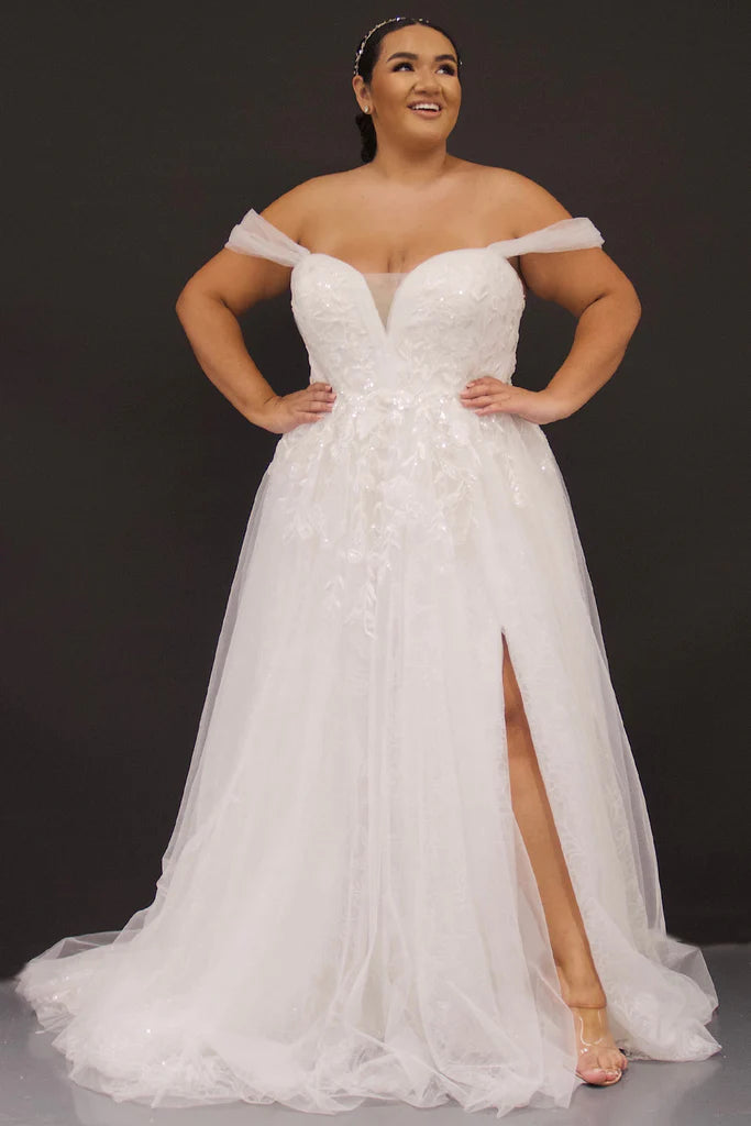 Sheer Panel Dress Michelle Bridal For Sydney's Closet MB2315 A-Line Tulle Sparkle Tulle Beaded Lace Appliques Slit Strapless Bodice With Pleated Tulle Plus Size "Emmeline" Bridal Gown Sheer Panel Dress Michelle Bridal For Sydney's Closet MB2315 A-Line Tulle Sparkle Tulle Beaded Lace Appliques Slit Strapless Bodice With Pleated Tulle Plus Size "Emmeline" Bridal Gown