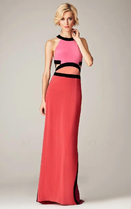 Unique Formal Dress MIGNON - VM918BL Halter Color Block Cutout Gown