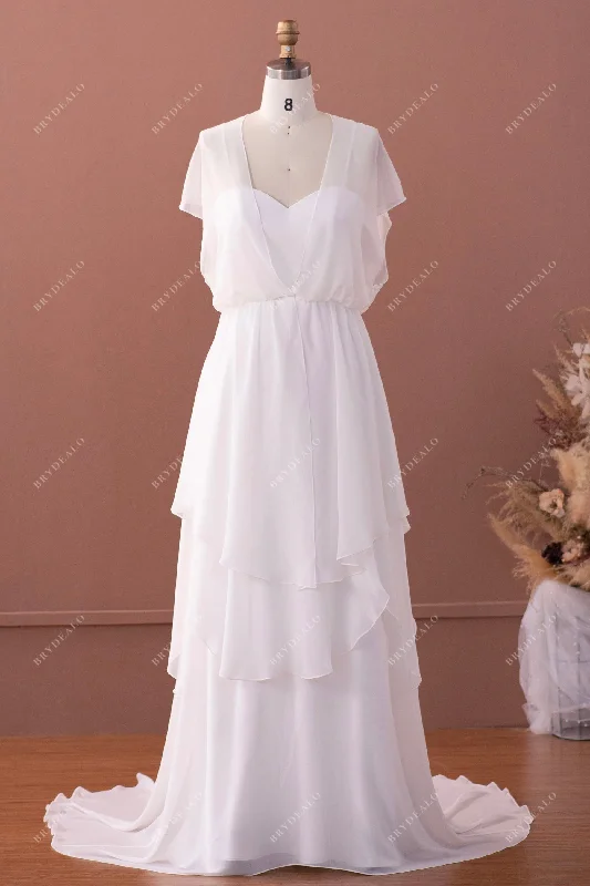 Floor-Sweeping Gown Plain Grecian Chiffon A-line Wedding Dress