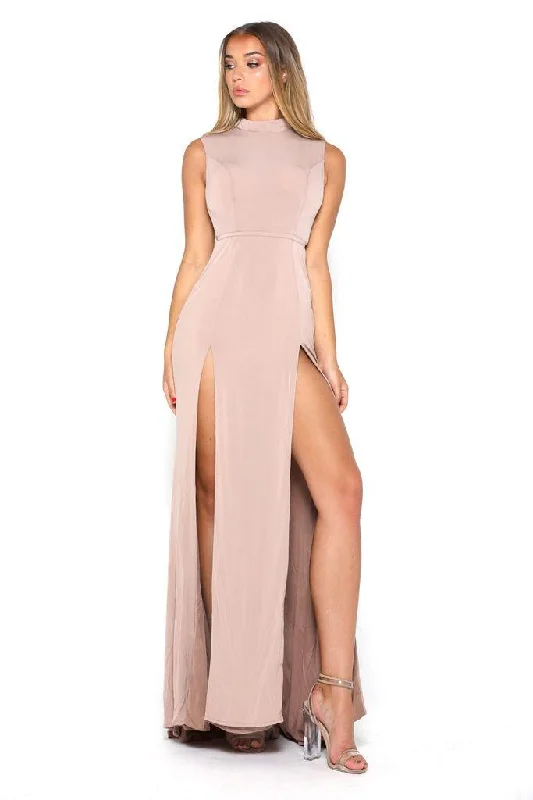 Halter Gown Portia And Scarlett JJ Long Formal Jersey Dress Nude
