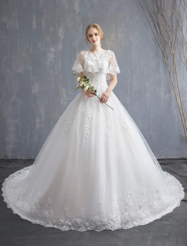 Empire Waist Dress Princess Wedding Dresses Ball Gown Lace Beaded Tulle Long Train Bridal Dress Empire Waist Dress Princess Wedding Dresses Ball Gown Lace Beaded Tulle Long Train Bridal Dress