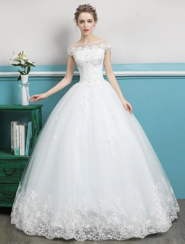 Gorgeous Party Dress Princess Wedding Dresses Ball Gowns Lace Beaded Ivory Floor Length Bridal Dress Gorgeous Party Dress Princess Wedding Dresses Ball Gowns Lace Beaded Ivory Floor Length Bridal Dress