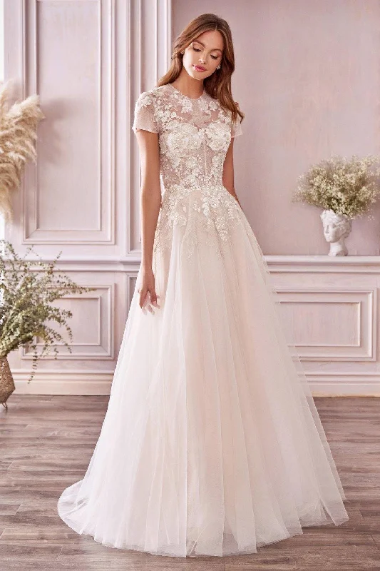 Long Sleeve Dress Andrea & Leo A1026 Prom Long Short Sleeve Wedding Dress
