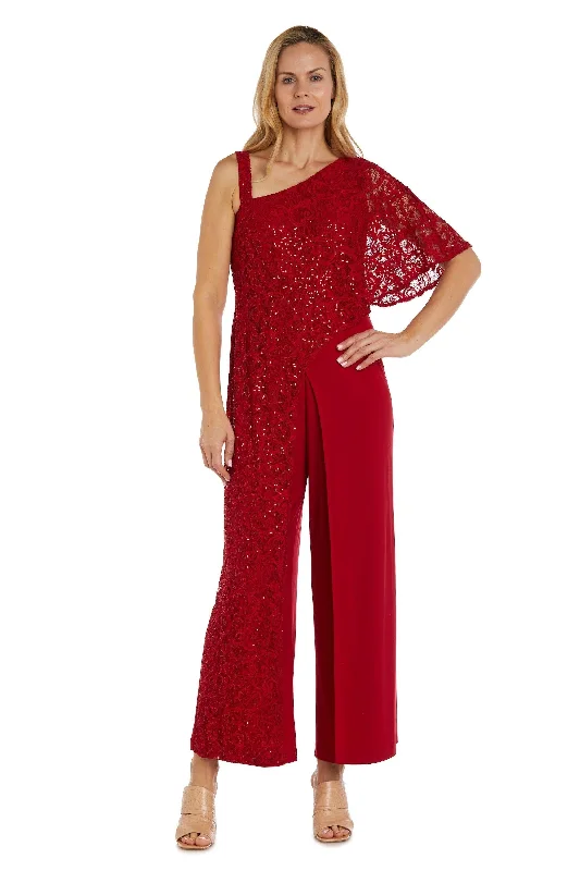 Chic Satin Dress R&M Richards 3556 Asymmetric Evening Jumpsuit