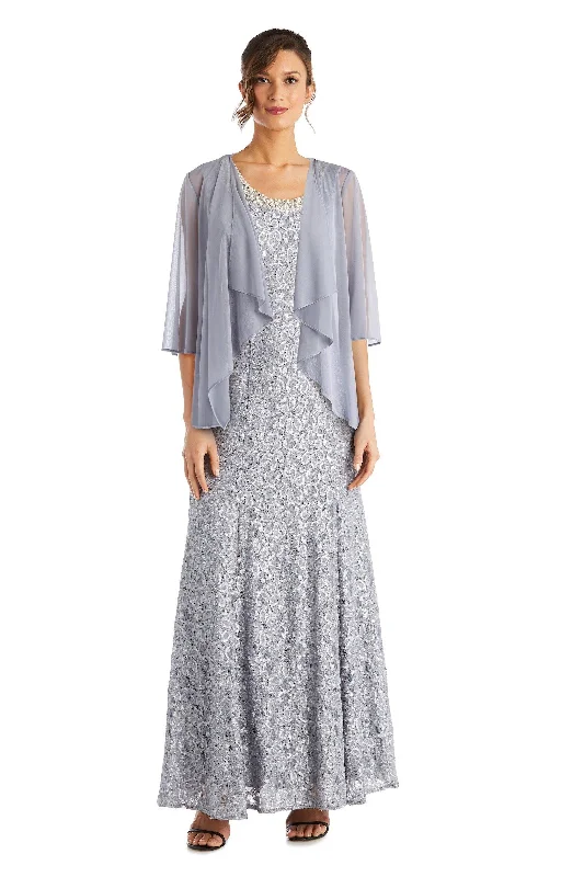 Side Slit Gown R&M Richards 2382P Long Formal Beaded Petite Dress
