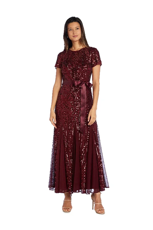 Elegant Beaded Dress R&M Richards 1875P Long Formal Petite Sequins Dress