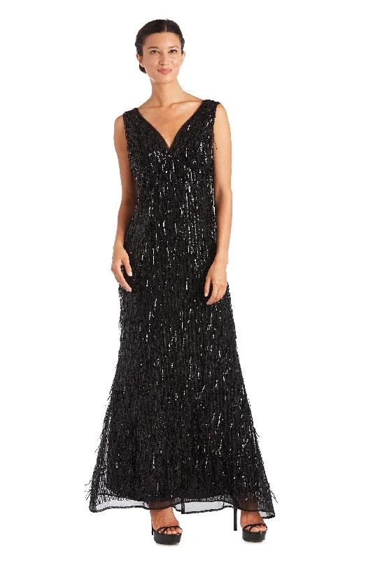 Sparkly Mermaid Dress R&M Richards 7075 Long Fringe Formal Dress