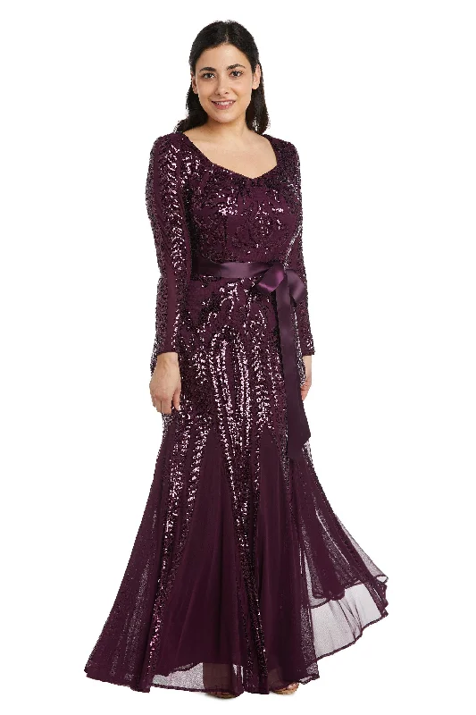Romantic Evening Gown R&M Richards 5623P Long Sleeve Formal Petite Dress