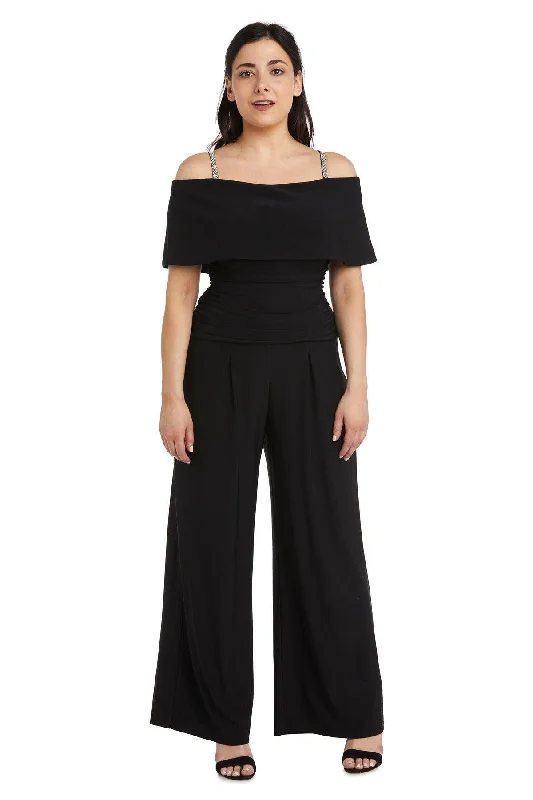 Lace Dress R&M Richards 5982P Petite Off Shoulder Jumpsuit