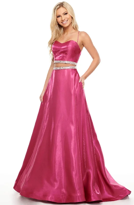 Chic Satin Dress Rachel Allan Prom - 7106 Two Piece Beaded Satin A-Line Dress