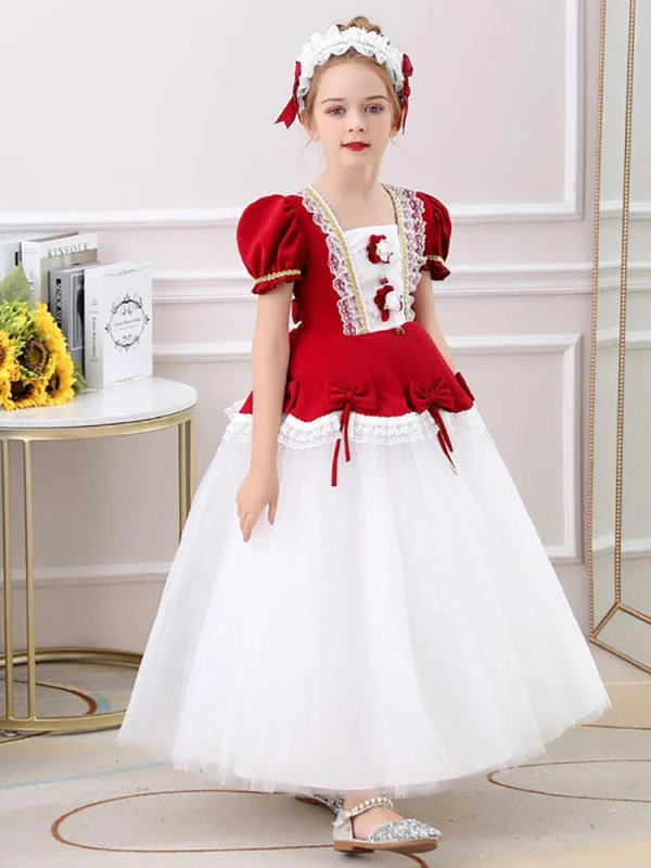 Perfect Prom Dress Red Short Sleeves Knee-Length A-Line Embroidered Formal Kids Pageant Dresses