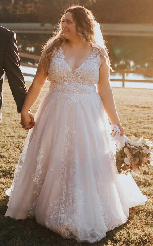 Puffy Sleeve Dress Sexy Romantic Plus Size A-Line Bohemian Lace V-Neck Sleeveless Bridal Gown Garden Beach Outdoor Elegant Floral Tulle Illusion Button Back Dress for Wedding Puffy Sleeve Dress Sexy Romantic Plus Size A-Line Bohemian Lace V-Neck Sleeveless Bridal Gown Garden Beach Outdoor Elegant Floral Tulle Illusion Button Back Dress for Wedding