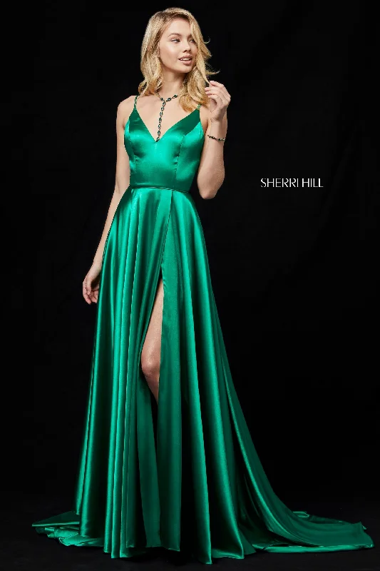 Ruched Satin Dress Sherri Hill 52119 Dress