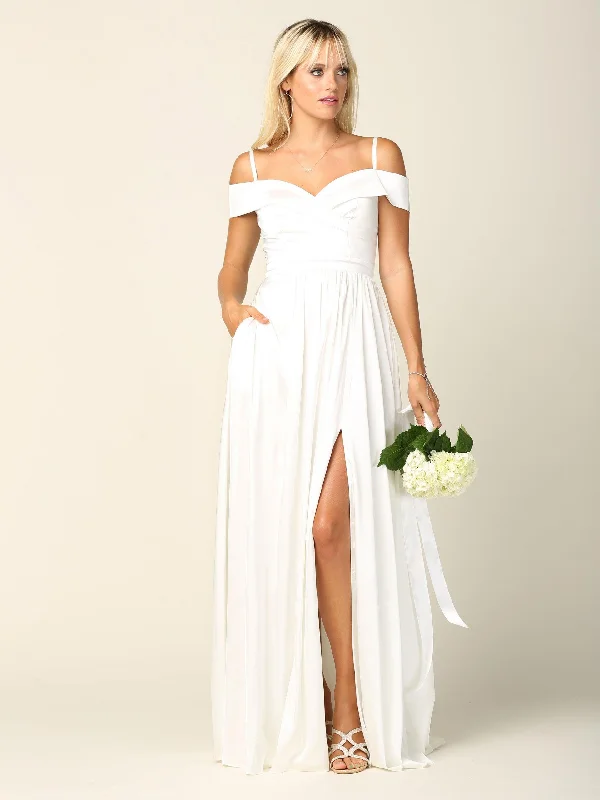 Formal Red Dress Simple Wedding Dress Long Off Shoulder Bridal Gown