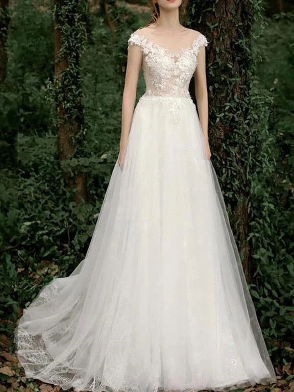Perfect Fit Dress Simple Wedding Dresses A Line V Neck Short Sleeves Beaded Floor Length Tulle Bridal Dresses Perfect Fit Dress Simple Wedding Dresses A Line V Neck Short Sleeves Beaded Floor Length Tulle Bridal Dresses