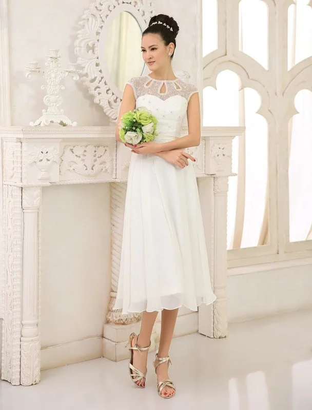 Classic Gown Simple Wedding Dresses Ivory Lace Chiffon Beach Wedding Dress With Beaded Exclusive Classic Gown Simple Wedding Dresses Ivory Lace Chiffon Beach Wedding Dress With Beaded Exclusive