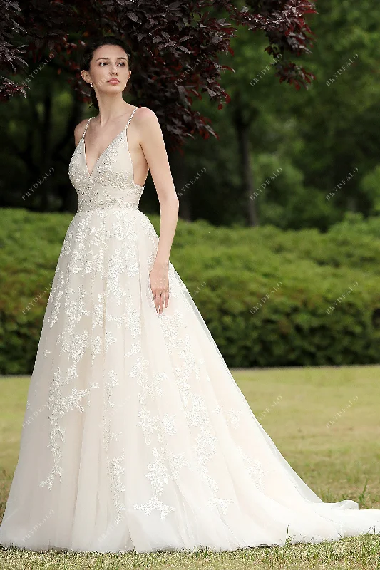 Empire Waist Dress Spaghetti Strap Beautiful Floral Lace Empire A-line Bridal Dress Empire Waist Dress Spaghetti Strap Beautiful Floral Lace Empire A-line Bridal Dress