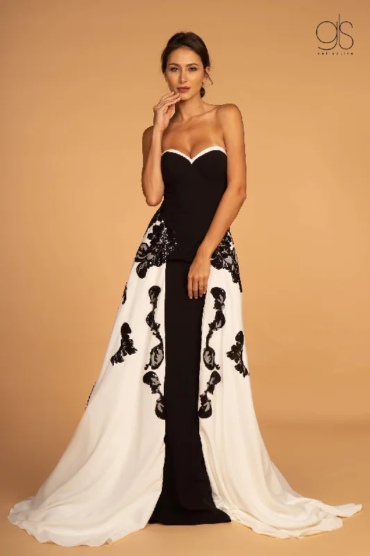 Burgundy Maxi Dress Long Formal Black and White Prom Dress