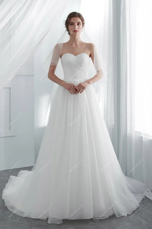 Tulle Gown Simple Strapless Sweetheart A-line Tulle Destination Bridal Gown