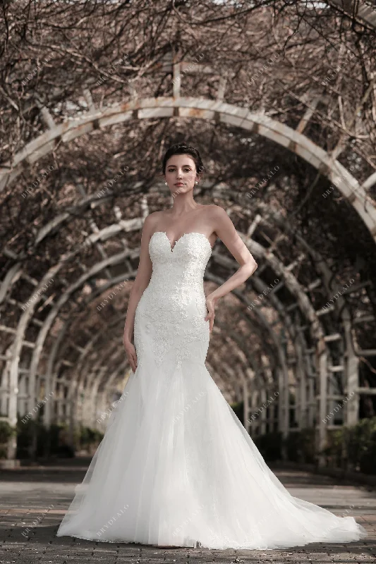 Satin Gown Strapless Sweetheart Designer Lace Mermaid Bridal Dress
