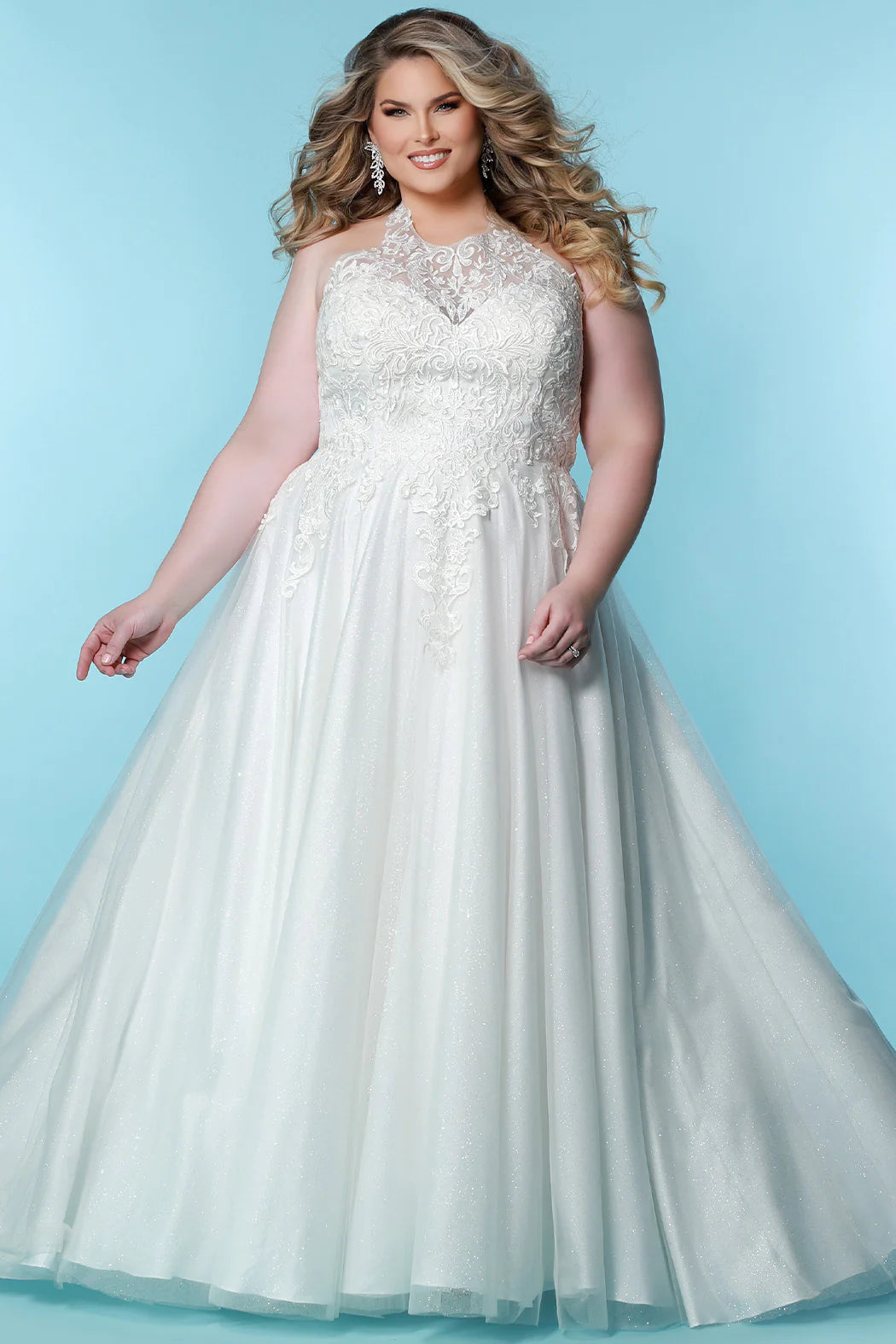 Peplum Dress Sydneys Closet SC5284 Roxanne Ivory Bridal Dress