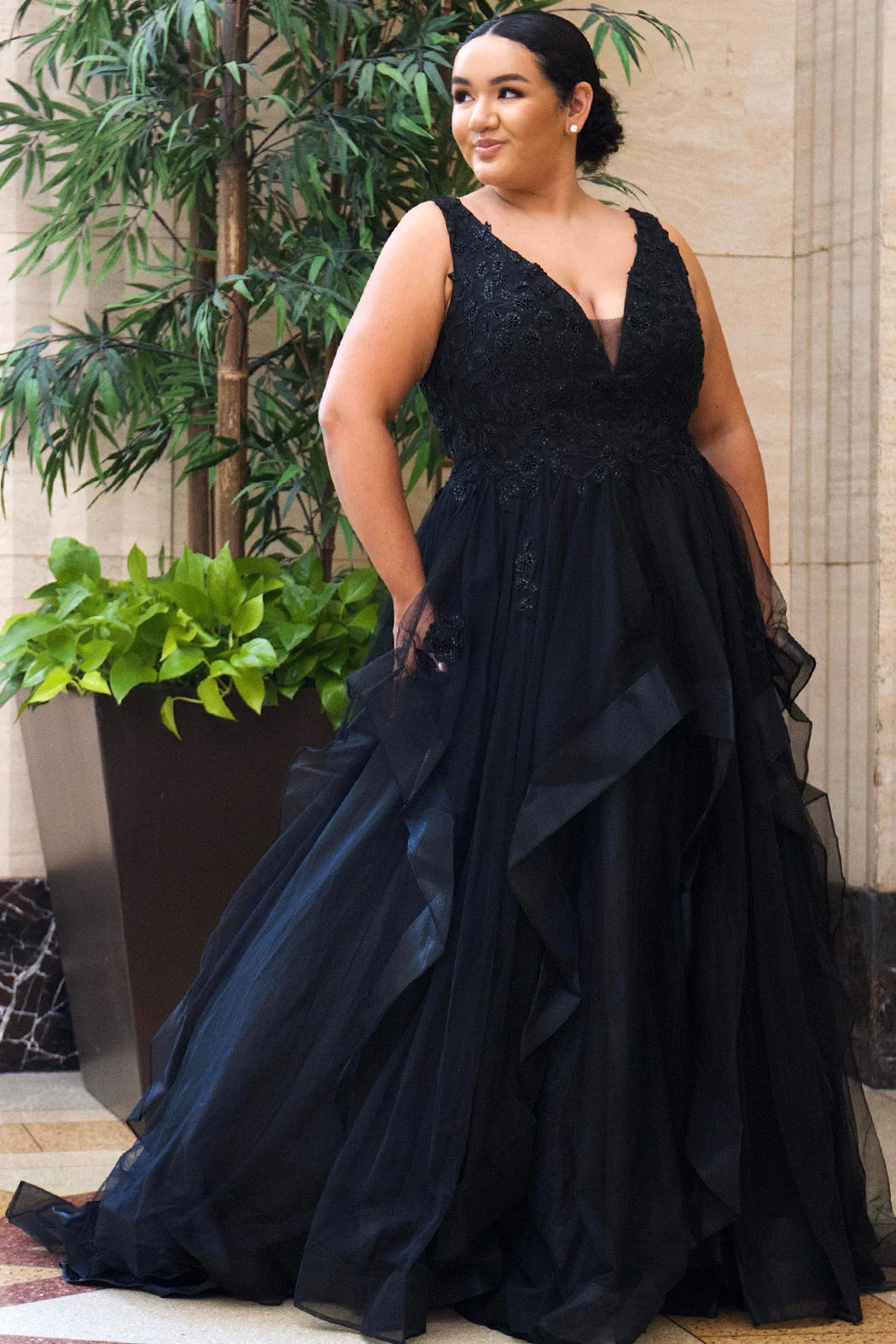 Illusion Neckline Dress Sydneys Closet SC5285 Genevieve Black Or Ivory Bridal Dress Illusion Neckline Dress Sydneys Closet SC5285 Genevieve Black Or Ivory Bridal Dress