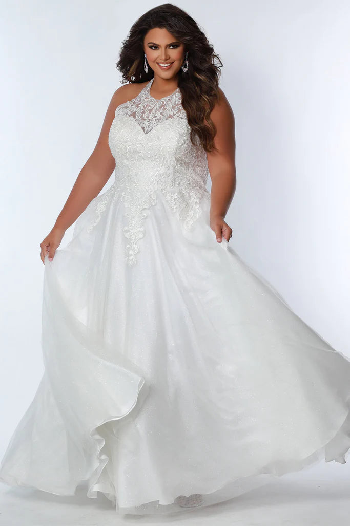 Ruffled Dress Sydney's Closet SC7352 A-Line Glitter Tulle Lace Appliques Lace Up Back Halter Neckline Plus Size Prom Dress Ruffled Dress Sydney's Closet SC7352 A-Line Glitter Tulle Lace Appliques Lace Up Back Halter Neckline Plus Size Prom Dress