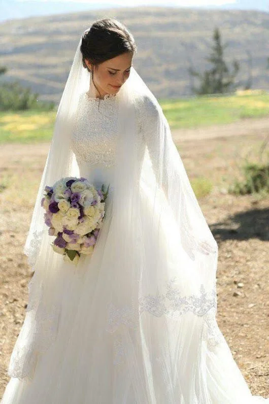 Modest Formal Dress Vintage Modest High Neck Boho Lace Wedding Dress Rustic Country Tulle Bridal Gown with Appliques Modest Formal Dress Vintage Modest High Neck Boho Lace Wedding Dress Rustic Country Tulle Bridal Gown with Appliques