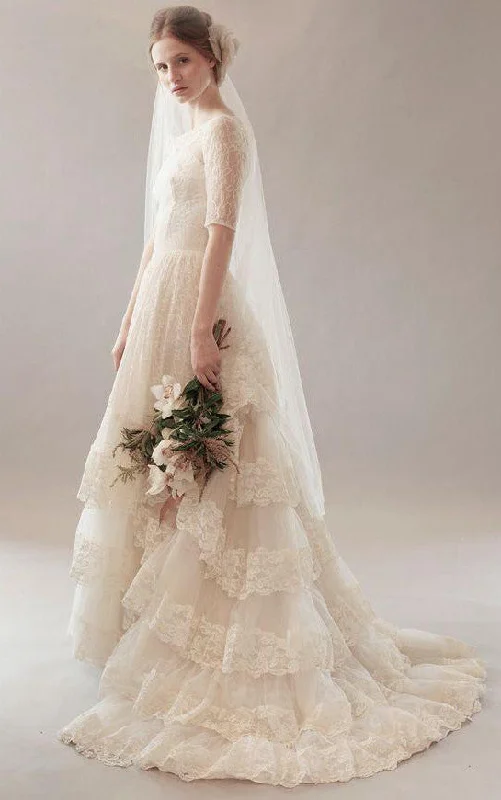 Embroidered Gown Vintage Rustic Short Sleeves Boho Wedding Dress Elegant Casual Chic A-Line Jewel Neck Bridal Gown Embroidered Gown Vintage Rustic Short Sleeves Boho Wedding Dress Elegant Casual Chic A-Line Jewel Neck Bridal Gown