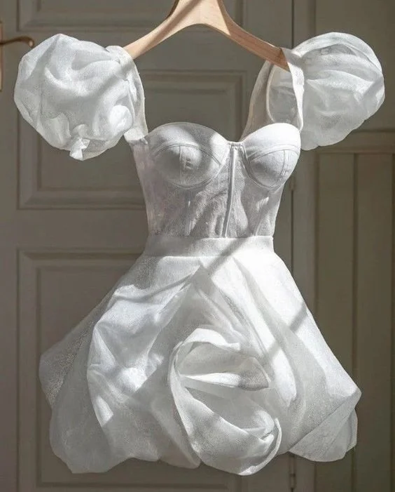 Dreamy Wedding Gown White Short Party Dress Homecoming Dress Short Wedding Dress fg2312 Dreamy Wedding Gown White Short Party Dress Homecoming Dress Short Wedding Dress fg2312