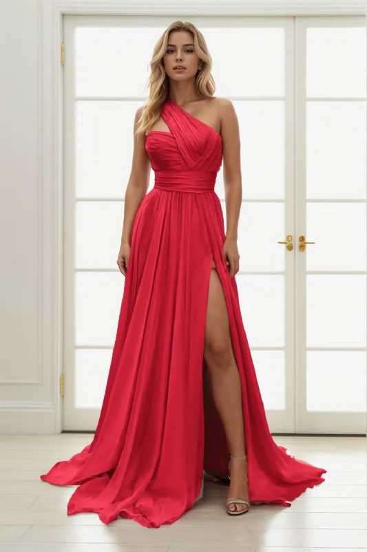 Peplum Dress A-Line Sweep-Brush Train Chiffon Prom Dress CS0435