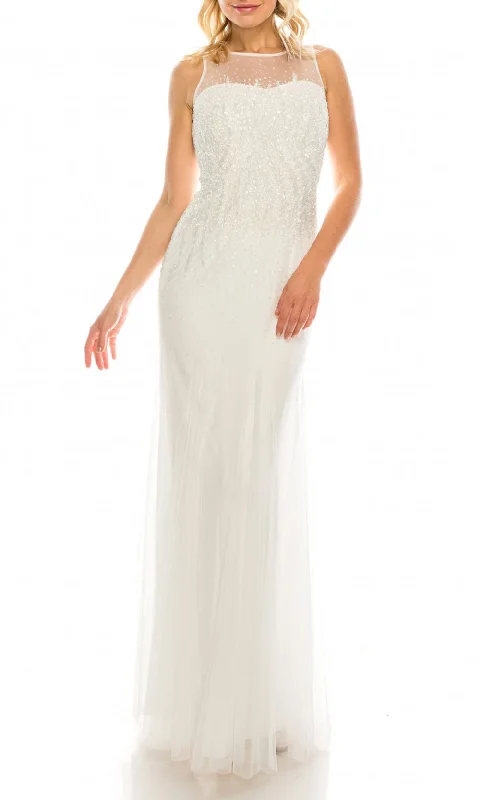Glitter Dress Adrianna Papell - 91892190 Sleeveless Beaded Illusion Long Dress
