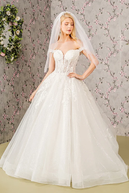 High Neck Dress Embroidery Sheer Bodice Off Shoulder Mesh A-line Long Wedding Dress GLGL3489 High Neck Dress Embroidery Sheer Bodice Off Shoulder Mesh A-line Long Wedding Dress GLGL3489