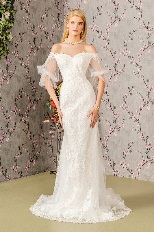 Designer Gown Floral Embroidery Bead Sheer Sleeves Mesh Mermaid Long Wedding Dress GLGL3479 Designer Gown Floral Embroidery Bead Sheer Sleeves Mesh Mermaid Long Wedding Dress GLGL3479