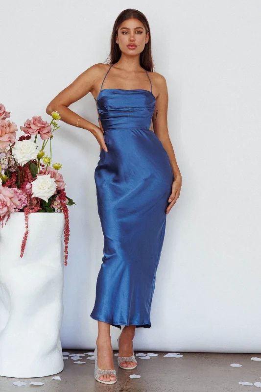 Puffy Formal Dress Heaven On Earth Lace-Up Back Maxi Dress Blue