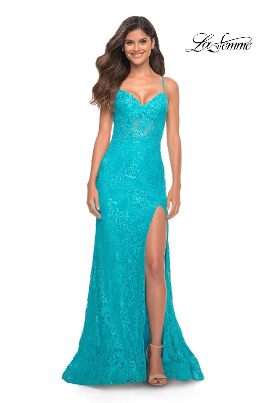 Draped Satin Gown La Femme 30171