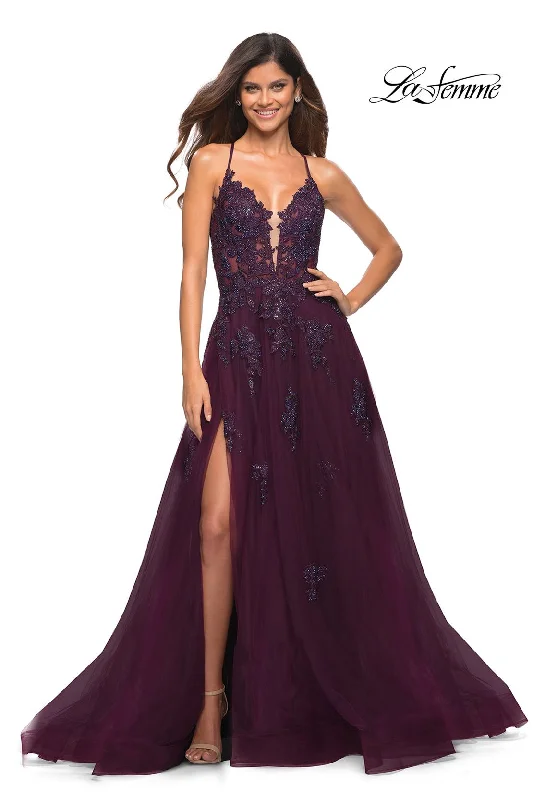 Illusion Neckline Dress La Femme 30560